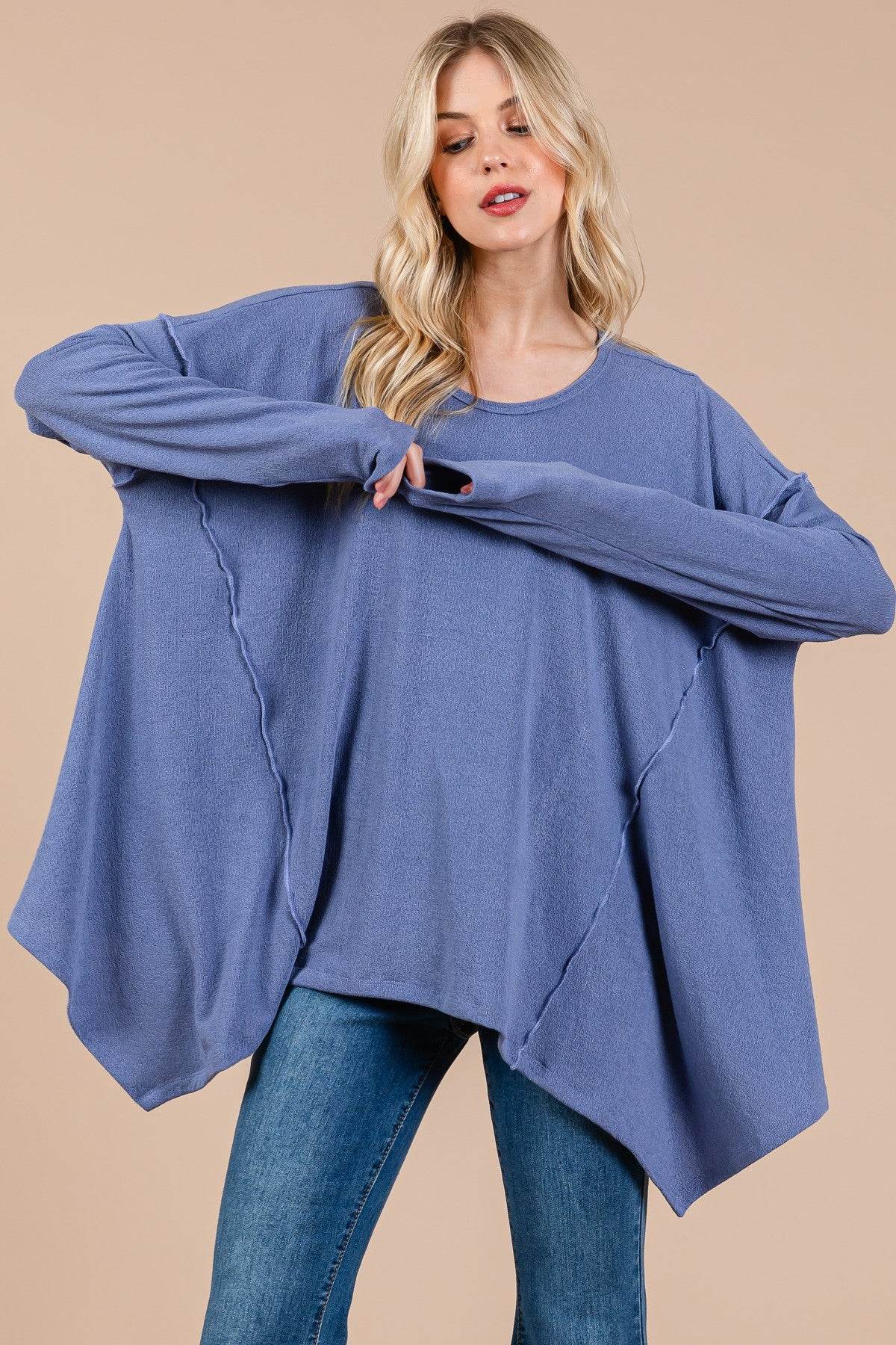 Ces Femme Asymmetrical Long Sleeve top - Delanoir