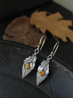 Alloy Rhinestone Leaf Shape Earrings - Delanoir