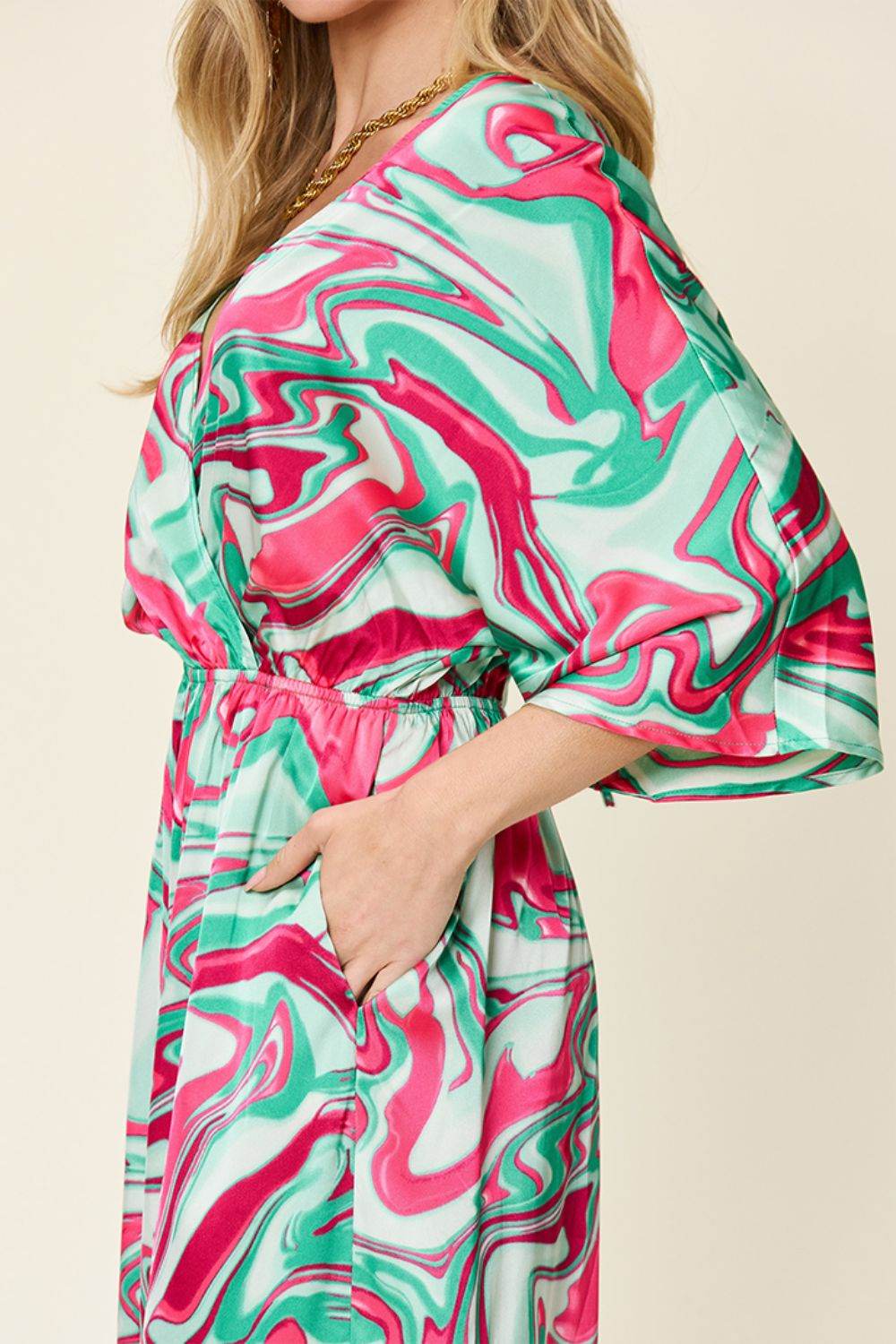 Double Take Full Size Half Sleeve Wide Leg Jumpsuit - Delanoir