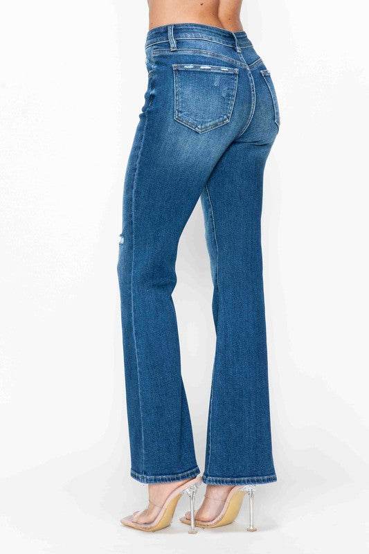 bytos Full Size High Rise Bootcut Jeans with Pockets - Delanoir
